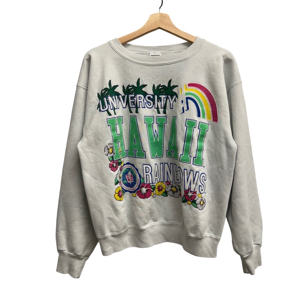 Vintage Galt Sand University of Hawaii Rainbows Sweatshirt Mens Medium Grey USA